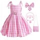 thumbnail image 2 of Conjunto de 8 vestidos para niñas, vestido de fiesta a cuadros, disfraz de princesa rosa para niñas de 3 a 10 años, para celebrar cumpleaños., 2 of 4