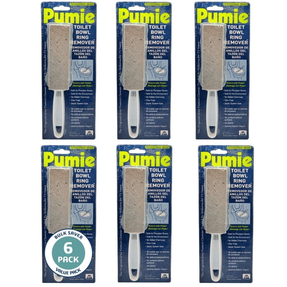 PUMIE Nettoyant pour Cuvette de Toilette en Pierre Ponce (Lot de 6) - Pierre Ponce avec Poignée - Brosse de Cuvette Robuste pour Anneaux, Cuvettes, Ha