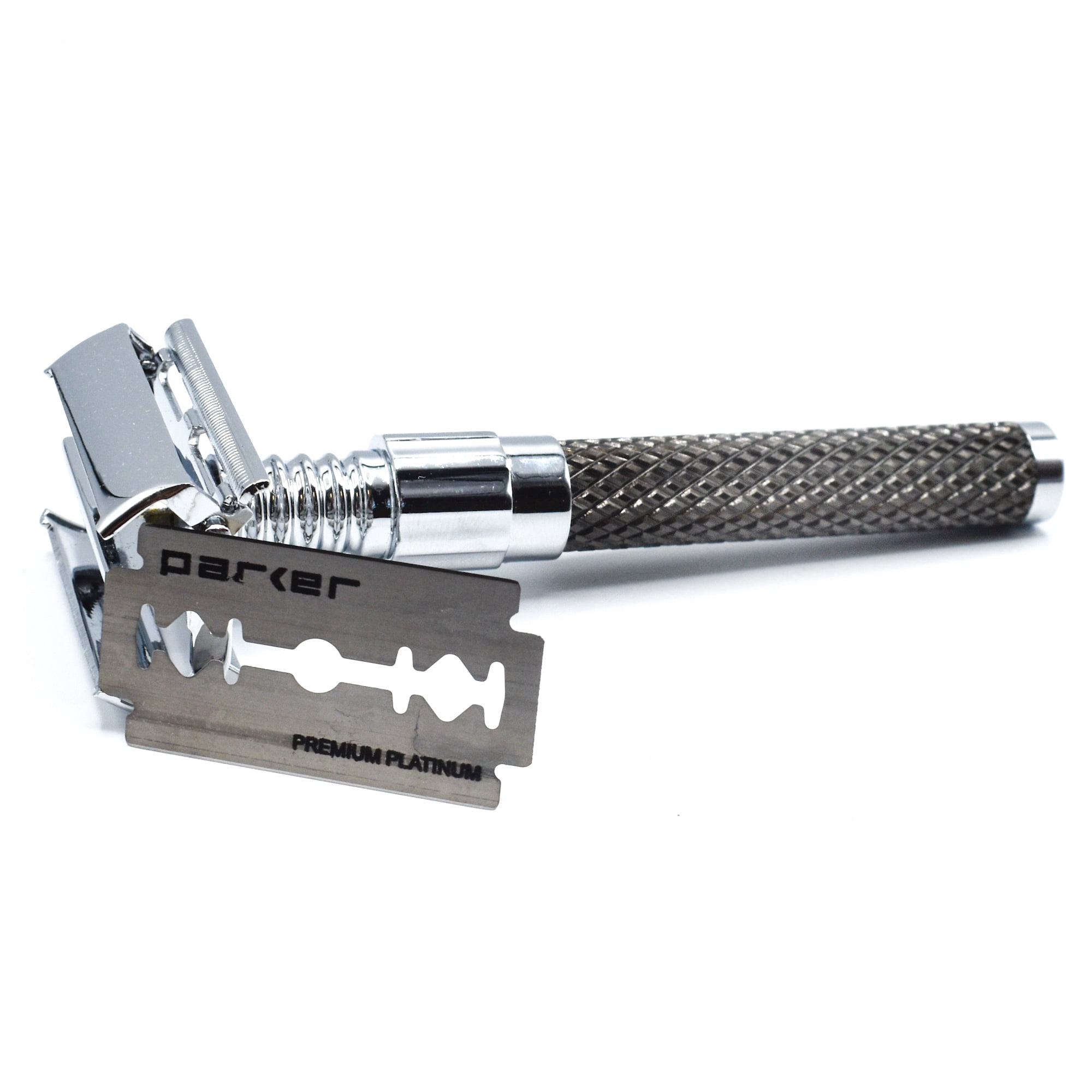 Parker Safety Razor 92R Ultra Heavyweight Butterfly Open Double Edge Safety Razor & 5 Parker Premium DE Blades