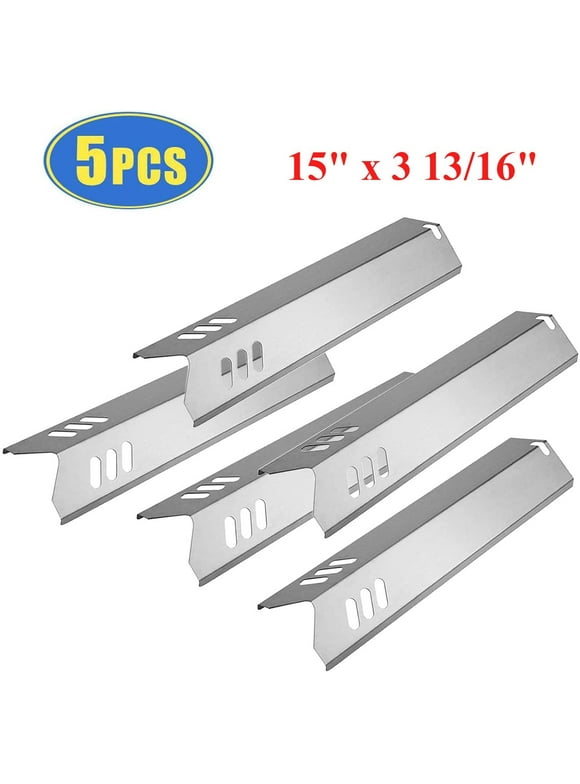 Set of Five Replacement Stainless Steel Heat Plates for Gas Grill Models from Dyna-Glo, BHG,  Uniflame,  Revoace Grill and Others