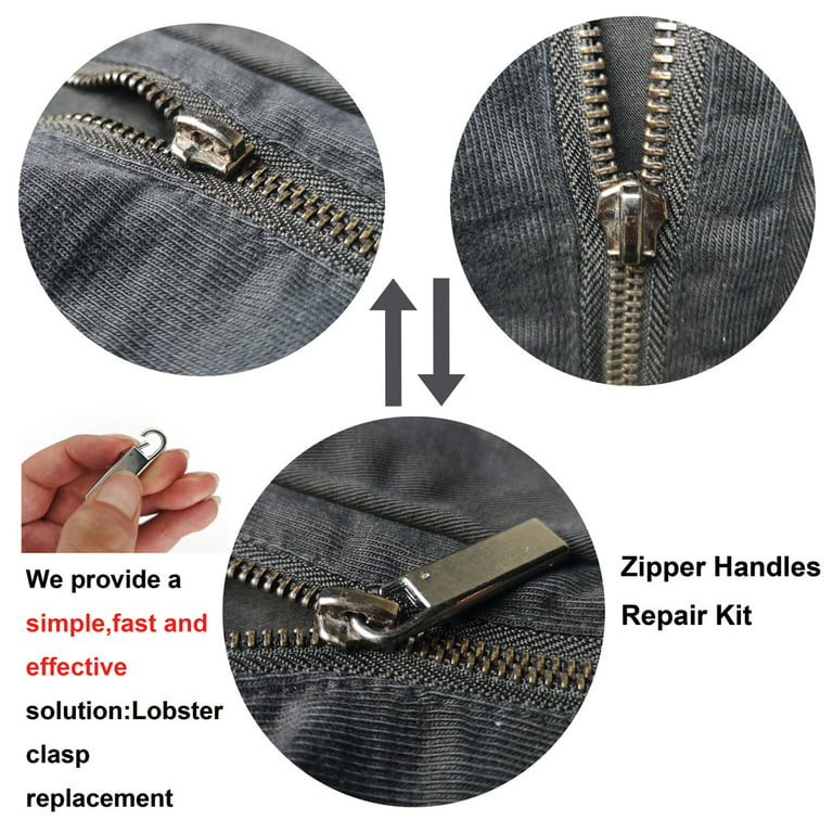 GCP Products 16Pcs Replacement Zipper Fixer Repair Pull Tap Kit For Pants  Luggage Boots Bags