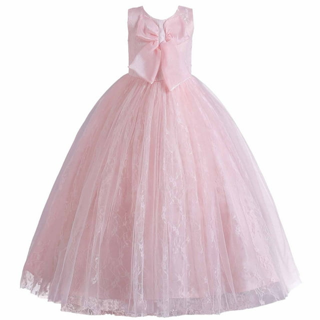 Birdeem Robe Sans Manches en Dentelle avec Nœud en Maille pour Filles Bébés d'Âge Moyen Robe Princesse