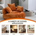 thumbnail image 5 of MOONMISS Chenille Upholstered Durable Comfort Lounger Bean Bag Lazy Sofa with Three Pillows-Orange, 5 of 6