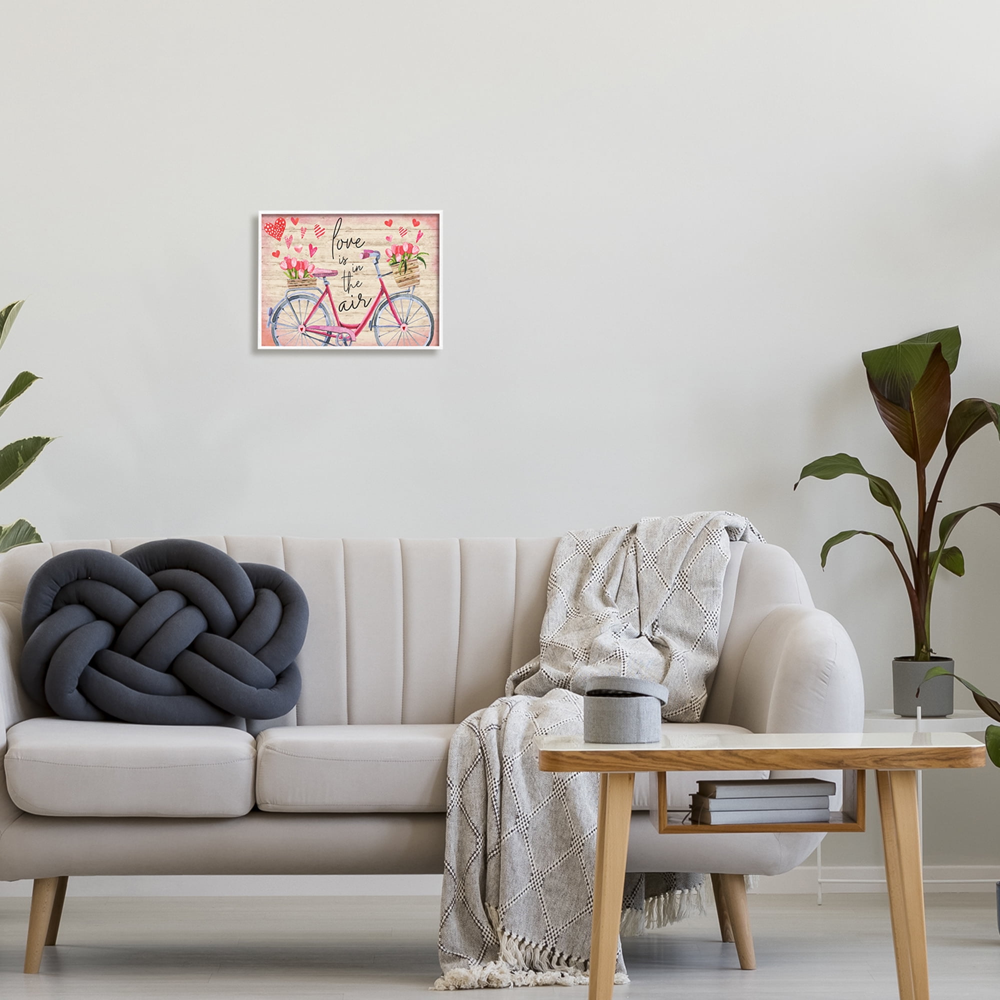 Stupell Love In The Air Tulip Bike Basket Holiday Painting White Framed Art Print Wall Art