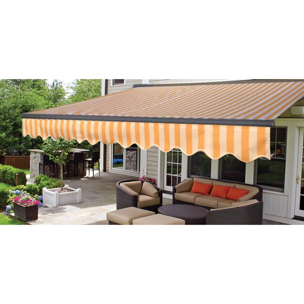 ALEKO Retractable Patio Awning 8 X 6.5 Ft Deck Sunshade Sand Color 