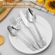 thumbnail image 5 of Juego de Cubiertos Florales de 24 Pzas para 6 Utensilios de Acero Inoxidable Incluyendo Tenedor Cuchara y Cuchillo Espejo Pulido para Hogar Restaurante Apto para Lavavajillas, 5 of 11