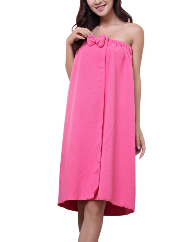 Women Bowknotr Shower Robe Bath Towel Microfibe SPA ...