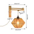 thumbnail image 2 of KAYYELAMP Hand-Woven Rattan, Metal, Wood Wall Sconce 9.8Feet Plug in Hemp Dimmer Cord Adjustable Retro Design for Loft Living Room Bedroom Farmhouse, 2 of 4
