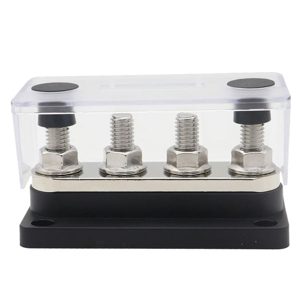 Barra colectora de cobre 300A Bloque de conexiones Prevención de polvo para vehículos de 48V (negro) Ehuebsd Accesorios para autos y motos