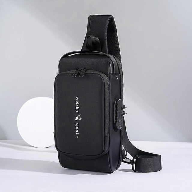 Male Anti-theft Chest Bag with Password Lock & USB Charging System Crossbody Bag