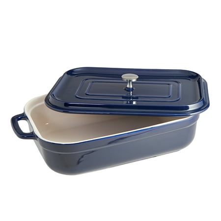 

Servappetit Stoneware Rectangular Covered Baker With Lid Beautiful Finish 13.5 x 9.5 x 3.25 Inches