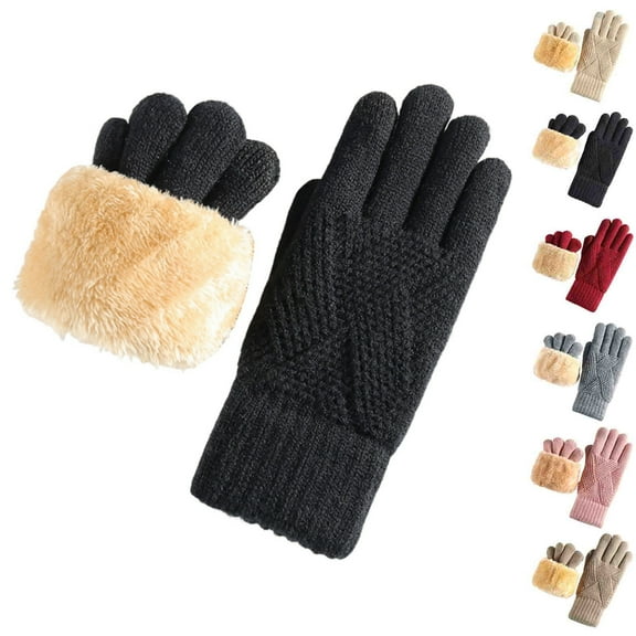 ATENAR Womens Gloves,Winter Gloves,Soft,Fleece,Thermal,Solid,Acrylic,Black,Free Size