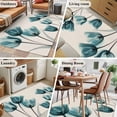 thumbnail image 5 of Teal Tulip Washable Area Rug 4x6 Minimalist Modern Flower Art Linen Background Low-Profile Large Area Rugs with Non Slip Backing Indoor Floor Carpet for Entrance Living Room Bedroom Home Office, 5 of 9