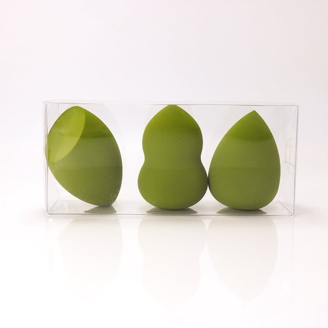 Xiao Hua Set de 6 esponjas de maquillaje, esponjas para difuminar maquillaje líquido y en crema, cobertura modulable, esponja para base natural, espuma sin látex, verde A37