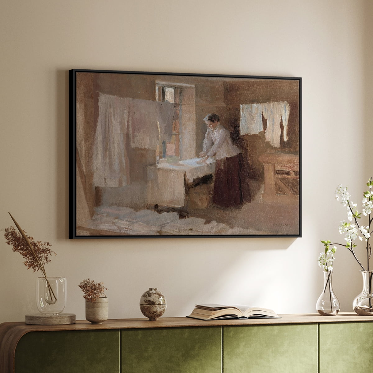 Vintage Landscape-CCCLX By Wexford Home Framed in Black Wood Gallery Wrapped Canvas 27 in. x 41 in.