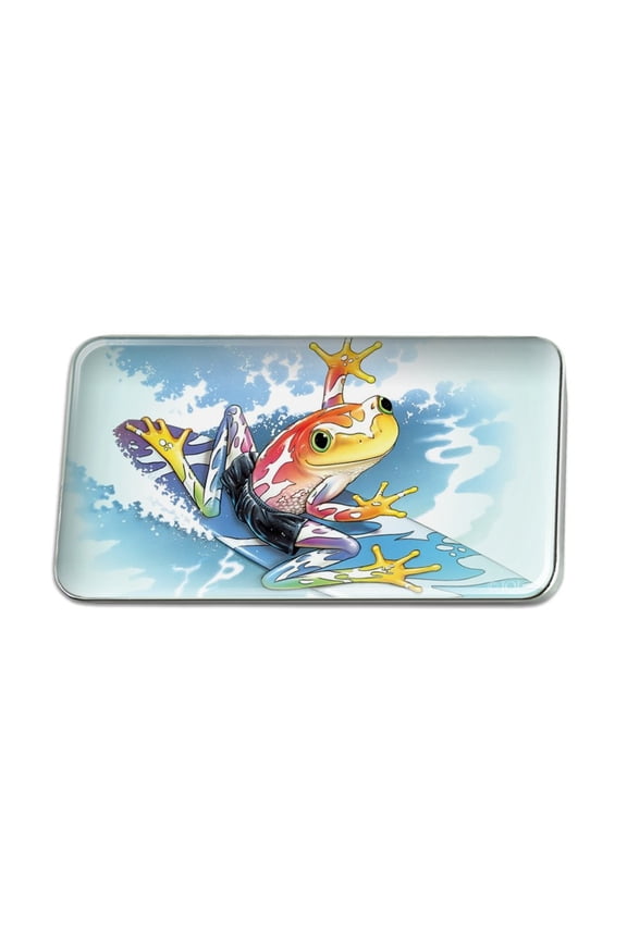 Surfing Surf Rainforest Tree Frog Tropical Metal Rectangle Lapel Hat Pin Tie Tack Pinback