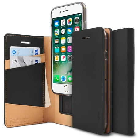 Apple iPhone 7 Plus / iPhone 8 Plus Phone Case, Ringke [SIGNATURE] Genuine Leather Case [3 ID / Card Slot] Premium Folio Multi Executive Travel Wallet Case -