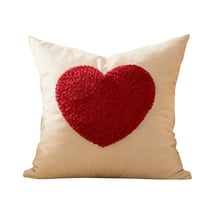 Plush Heart Embroidered Valentine's Day Pillow Cover - Soft Fuzzy Love Heart Design For Couples, Romantic Home Decor For Bedroom, Living Room, Sofa, Valentine's Day Gifts
