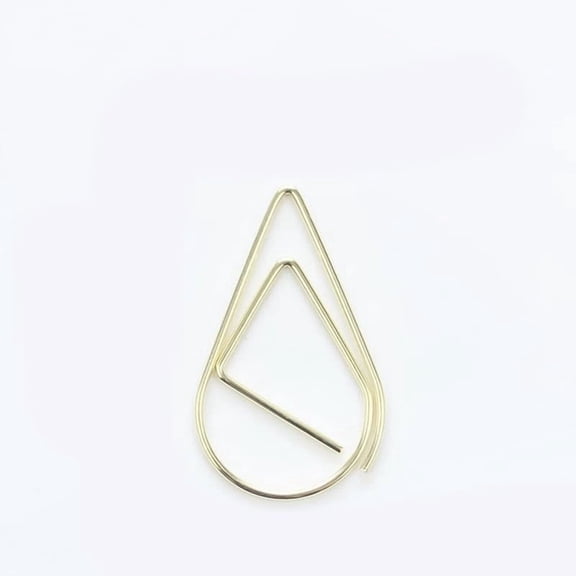 100Pcs Metal Paper Clips Bookmark Marking Clips Cartoon Cute Style Teardrop Golden 25x15mm