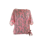 Michael Michael Kors Petite Pink Combo Side-Tie Printed Top P-M