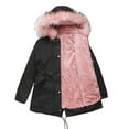 thumbnail image 6 of QATAINLAV Women's Faux Fur Hooded Parka Coat Warm Winter Thicken Fleece Lined Long Jacket Solid Casual Parkas with Pockets, Pink, XXXXL, 6 of 8