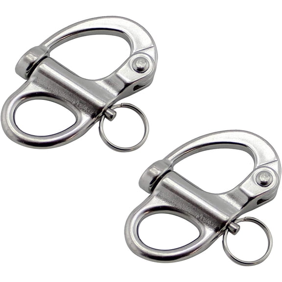 ABCISI Marine Grade Pair of 3-3/4"(96MM)316 Stainless Steel Fixed Bail Snap Shackle for Bracelet, Sailboat