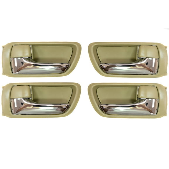 PT Auto Warehouse TO-2469ME-QS - Inner Interior Inside Door Handle/Trim, Beige/Tan Housing with Chrome Lever - Front/Rear Left/Right, Set of 4 Fits select: 2002-2006 TOYOTA CAMRY