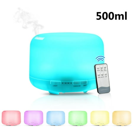 Remote Control 500ml Ultrasonics Air Humidifier Aroma Oil Diffuser With 7 Color LEDs Night Light Household Electric Aromatherapy for Office Home Spa Yoga Relax