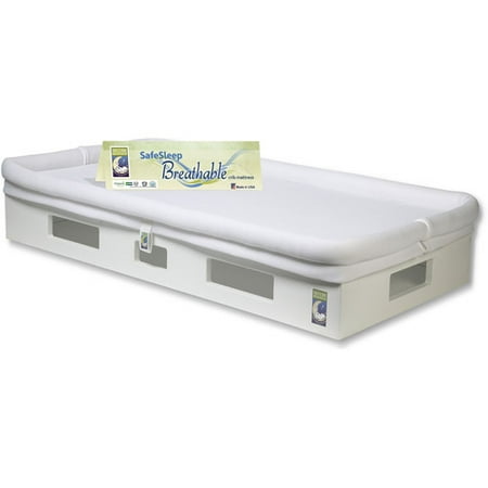 SafeSleep Breathable Crib Mattress, White Base, White Surface