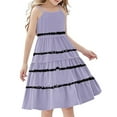 thumbnail image 2 of Nmnitkp Girls Dress Boho Kids Summer Sleeveless Sundress Patchwork Spaghetti Strap Dresses Purple,13 Years, 2 of 7