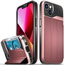 Vena vCommute Wallet Case Compatible with Apple iPhone 14/13 (6.1"-inch), (Military Grade Drop Protection) Flip Leather Cover Card Slot Holder with Kickstand - Rose Gold / Red / Black