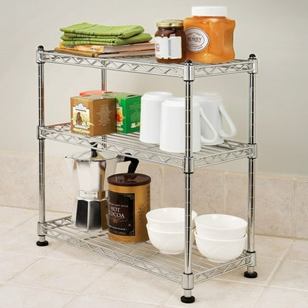 Seville Classics 3-Tier Mini Steel Shelving (Zinc), SHE05105