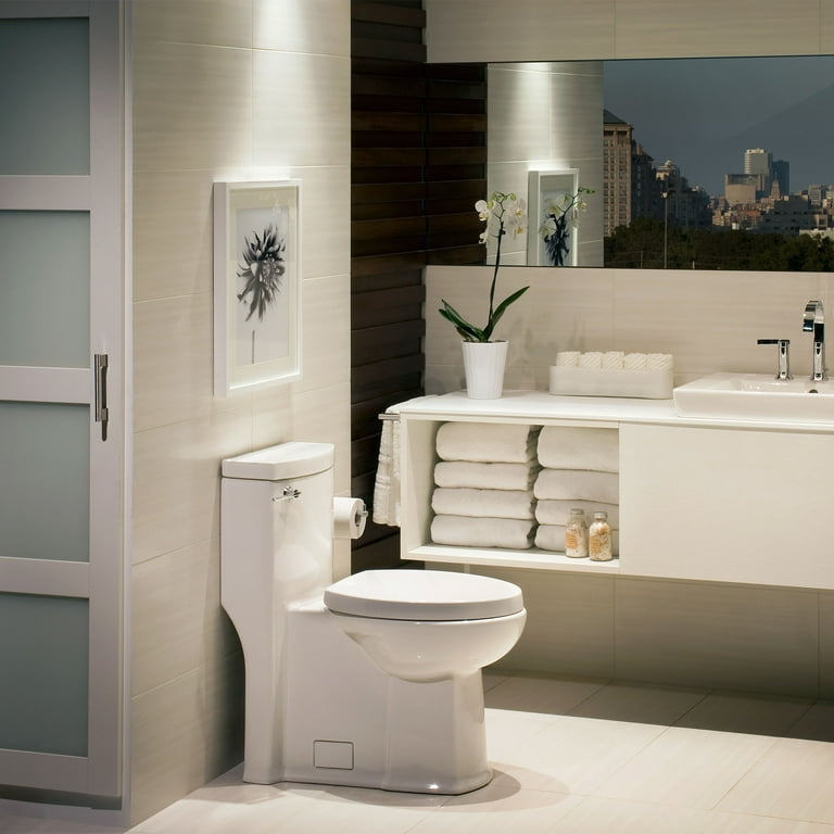 Boulevard FloWise Tall Height 1-Piece 1.28 GPF Single Flush Elongated Toilet with Concealed Trap-Way in White Boulevard FloWise Tall Height 1-Piece 1.28 GPF Single Flush Elongated Toilet with Concealed Trap-Way in White