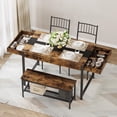 thumbnail image 4 of EDTara Farmhouse Dining Table Set for 4 Comes Complete With a Sturdy Table, Two Comfortable Chairs, a Versatile Bench, and Practical Storage Drawers, Perfect for Maximizing Space In Any Kitchen., 4 of 8