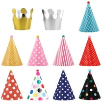 FOLOYORI 11Pcs Cake Birthday Party Cone Hats Assorted Color Paper for Boys Girls Adults Decor