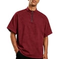 thumbnail image 2 of Domzest Mens Quater Zip Stand Collar Shirt Short Sleeve Lightweight Pullover Summer Casual Breathable Solid Shirts Wine S, 2 of 7