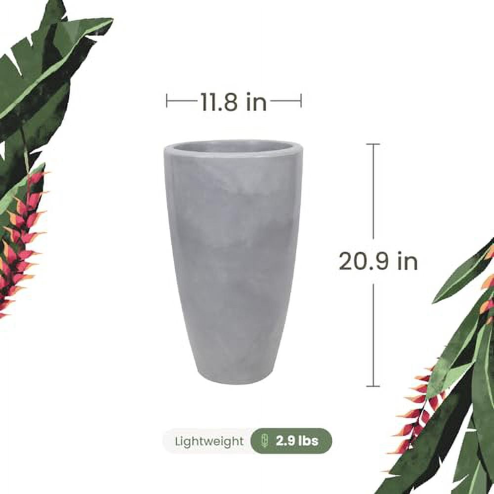 Ecobo 20.9 inches Eco-Friendly Round Pot Planter Vicenza Indoor/Outdoor use, Durable, Versatile & Lightweight, Designed by Brazilian Artisans, Contemporary All-Weather Design –Grey