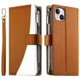 thumbnail image 1 of Funda cartera GANGXUN para iPhone 14 Plus , cuero PU con tarjetero, cremallera, correa de mano, soporte y protección 674°, 1 of 6