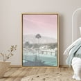 thumbnail image 1 of PixonSign Framed Canvas Print Wall Art Duotone Pink & Teal Beach Desert Town Nature Ocean Photography Realism Nautical Landscape Colorful Multicolor for Living Room, Bedroom, Office - 16"x24", 1 of 5