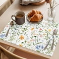 thumbnail image 3 of Spring Floral Placemats Set of 12, Colorful Flower Green Leaves Watercolor Farmhouse Non-Slip Place Mats Washable Table Mats for Kitchen Dining Table Decorations Indoor/Outdoor, 3 of 9