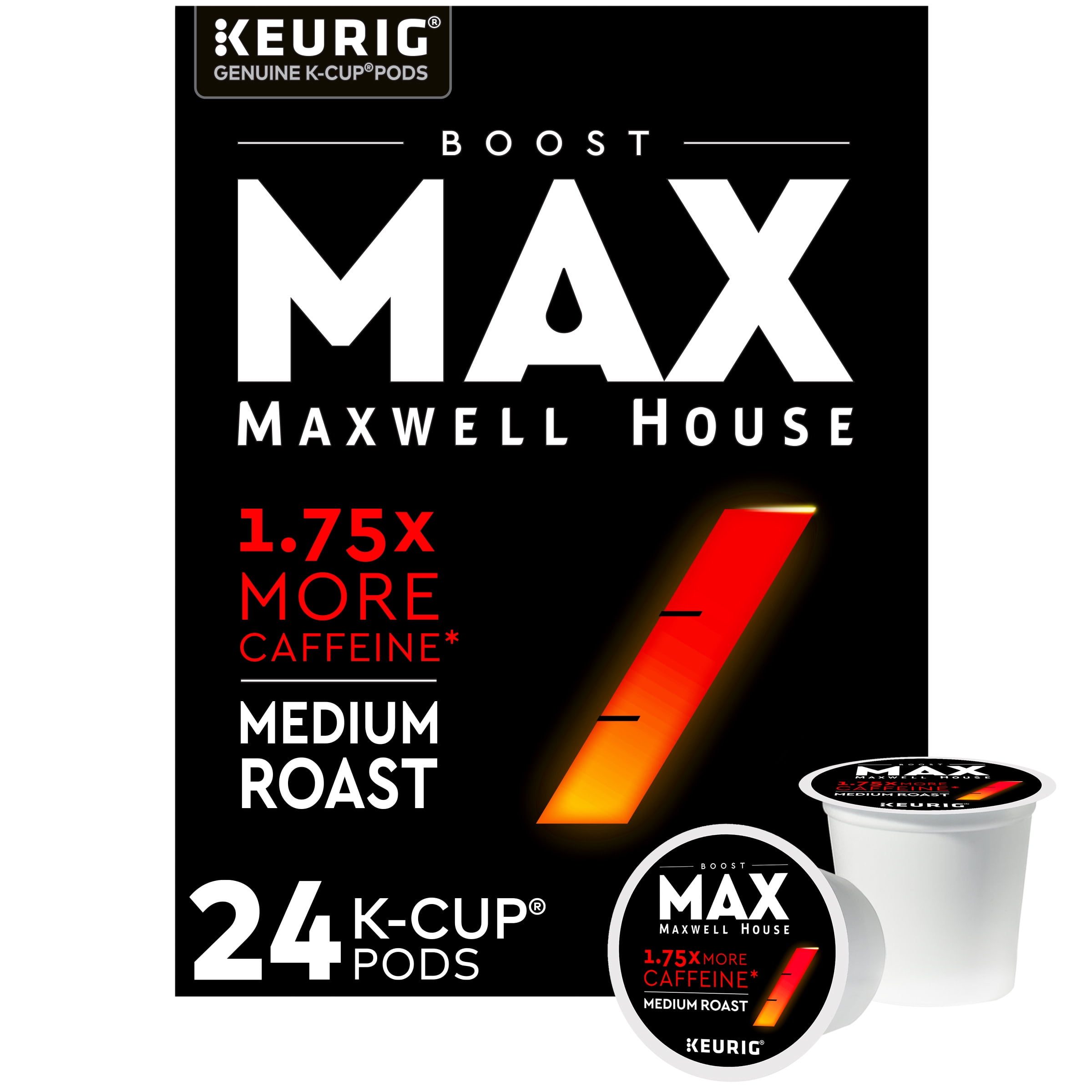 Max Boost By Maxwell House Medium Roast 1 75x Caffeine K Cup Coffee Pods 24 Ct Box Walmart Com