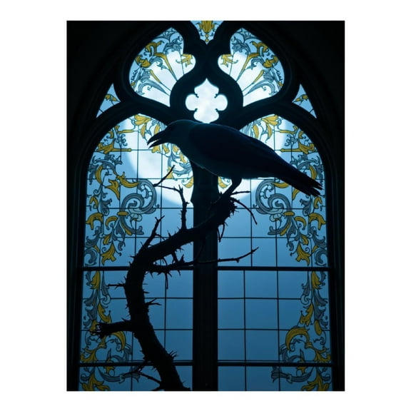 Diamond Art Kit for Adults, Raven Silhouette Stained Glass Window Diamond Painting for Adults Beginners, DIY Diamond Art Painting Kits, 5D Diamond Painting Crafts for Home Decor 12x16 Frameless