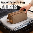 thumbnail image 4 of Mens Toiletry Travel Bag Hanging Dopp Kit Canvas Shaving Kit Toiletries Organizer for Grooming Travel Essentials, Gifts for Men & Women, Brown, 4 of 8