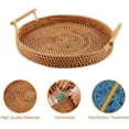 thumbnail image 6 of Yirtree Round Tray Bread Basket, Long Woven Tabletop Food Fruit Vegetables Serving Basket, Restaurant Serving, Handmade Food Storage Holder with Handle Drink Snack Basket Organizer, 6 of 8