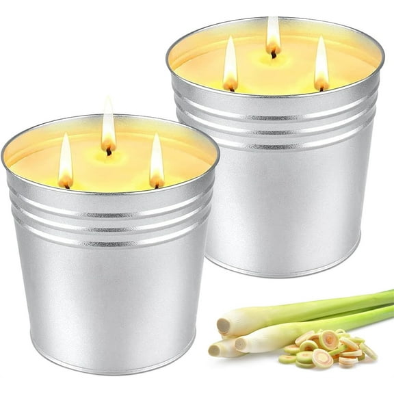 NOGIS 2 Pack Citronella Candles Large, 3 Wicks 30oz Citronella Candle Outdoor for Home Patio, 200h Long Lasting Summer Candle Bulk for Homen Scented Garden Balcony Camping BBQ