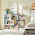 thumbnail image 4 of 3-Tier Bookshelf, 8-Section Wooden Bookcase, Storage Organizer with Anti-Tilt Device, Modern Storage Display Cabinet for Living Room, Classroom, Kid’s Room (White), 4 of 7