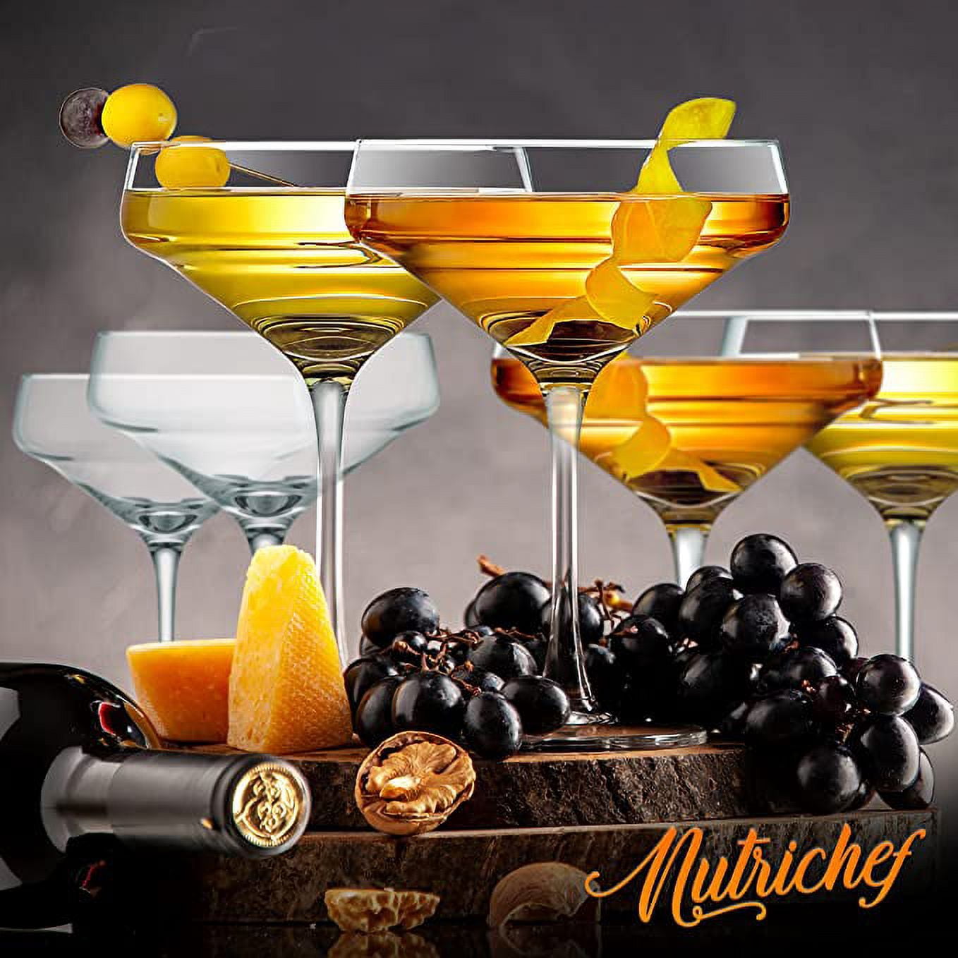 NutriChef 10 Ounces Capacity 6 Sets of Crystal Martini Glass, Ultra Clear, Elegant Wine Glass