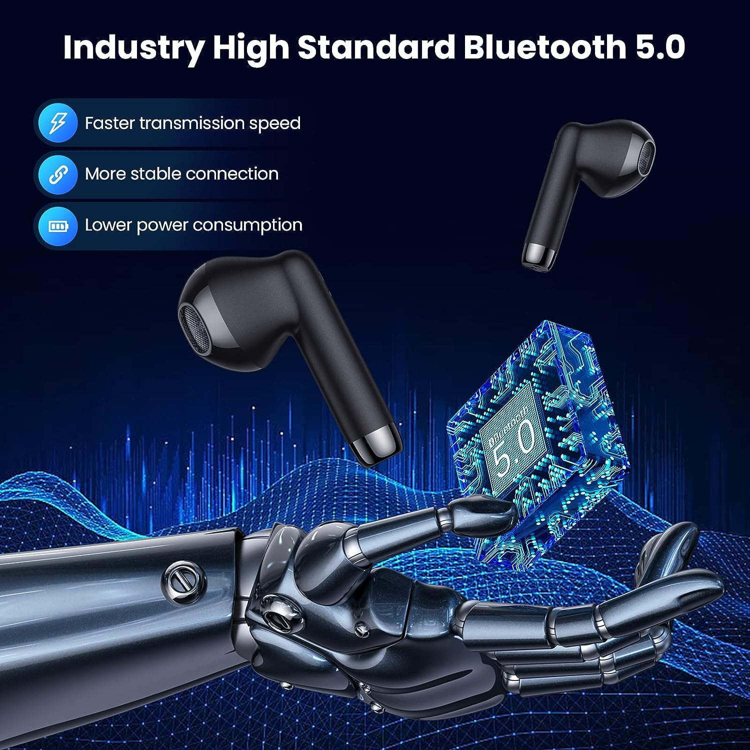 for Motorola razr (2020) in-Ear Earphones Headset with Mic and Touch Control TWS Wireless Bluetooth 5.0 Earbuds with Charging Case - Black for Motorola Razr (2020) Wireless Earbuds, Bluetooth 5.0