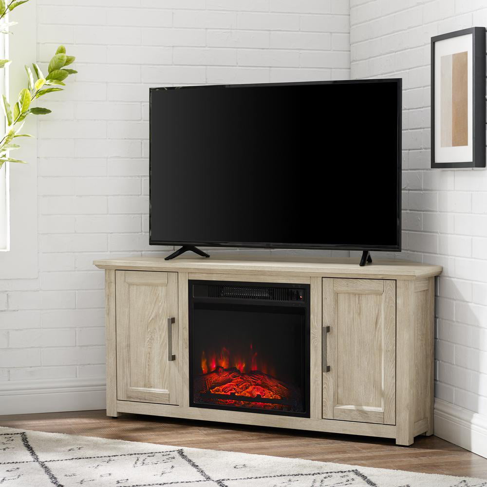 Camden 48" Corner Tv Stand W/Fireplace Frosted Oak ...