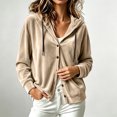 thumbnail image 2 of Velvet Long Sleeve Cardigan Hoodies Women Button Womens Hood Shirts Khaki XXXXXL, 2 of 9